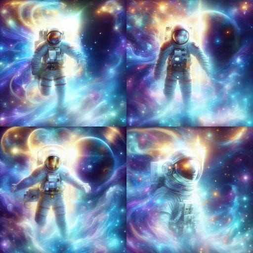 Astronaut Cosmic Vision Holographic Illustration