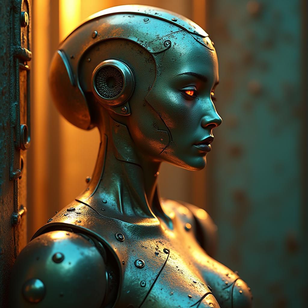 Art Nouveau Metal Woman Portrait in 8K