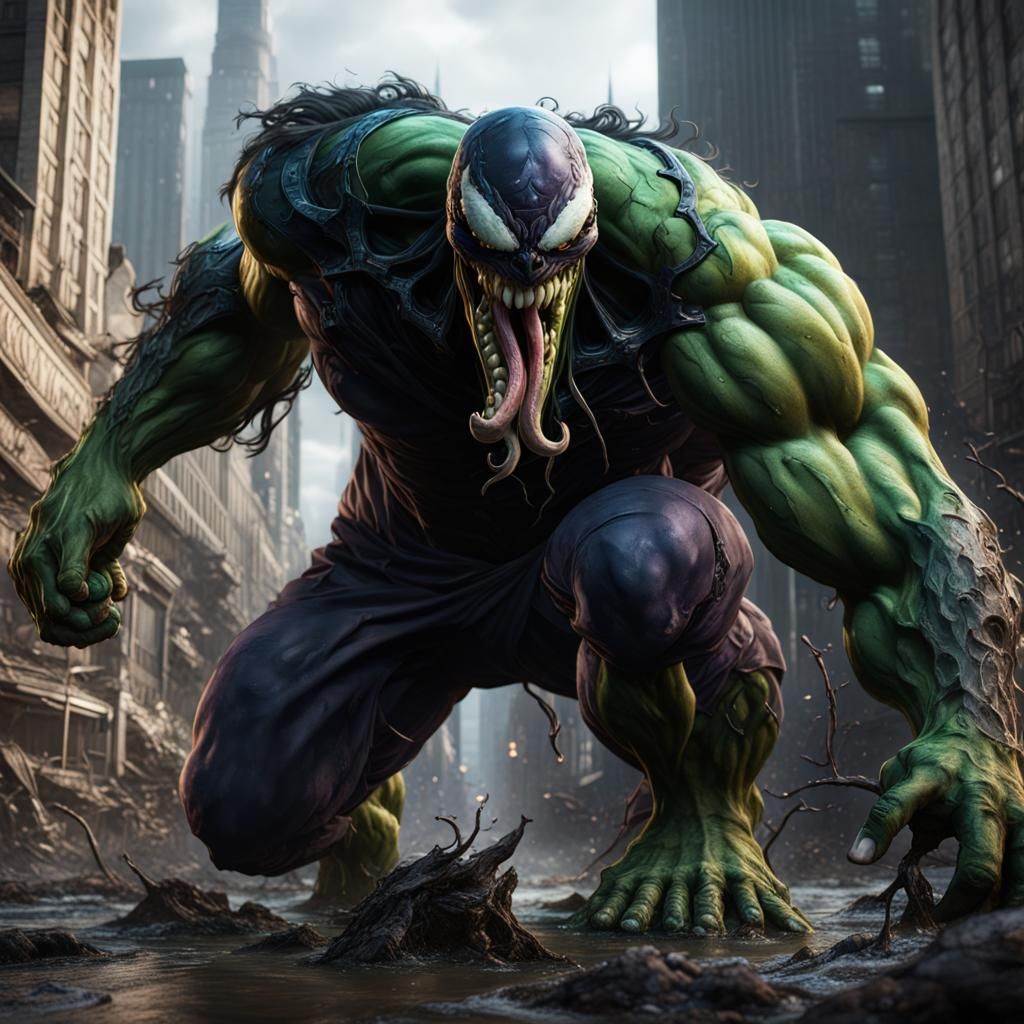 Detailed Venom Hulk Concept Art in Deep Color