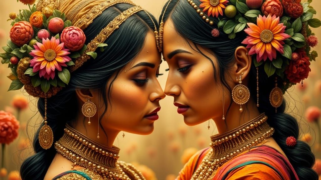 Romantic Scene in Traditional Marathi Attire