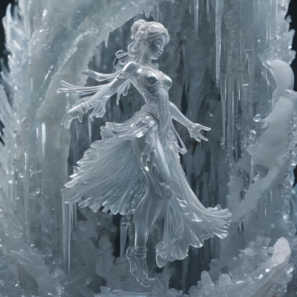 Ice Maiden Sculpture: A Macro Anime Art Photo