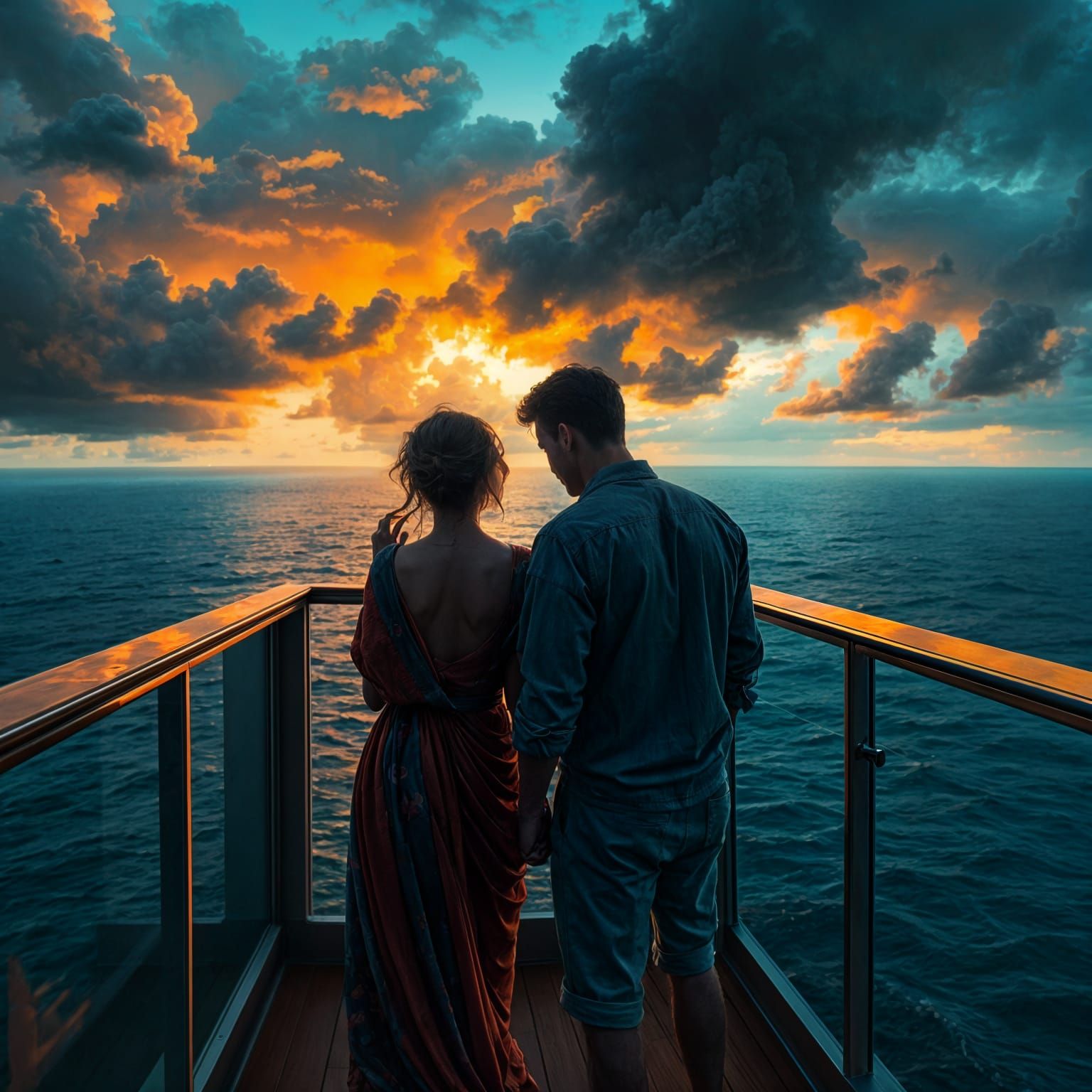 Couple's Tense Moment on a Stormy Cruise Ship