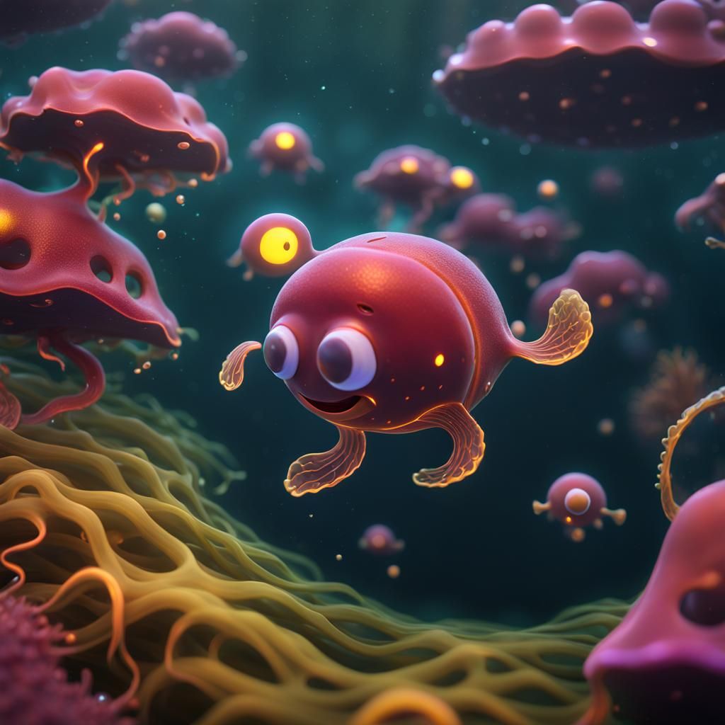 Adorable Amoebas Swimming in Murky Pond Water