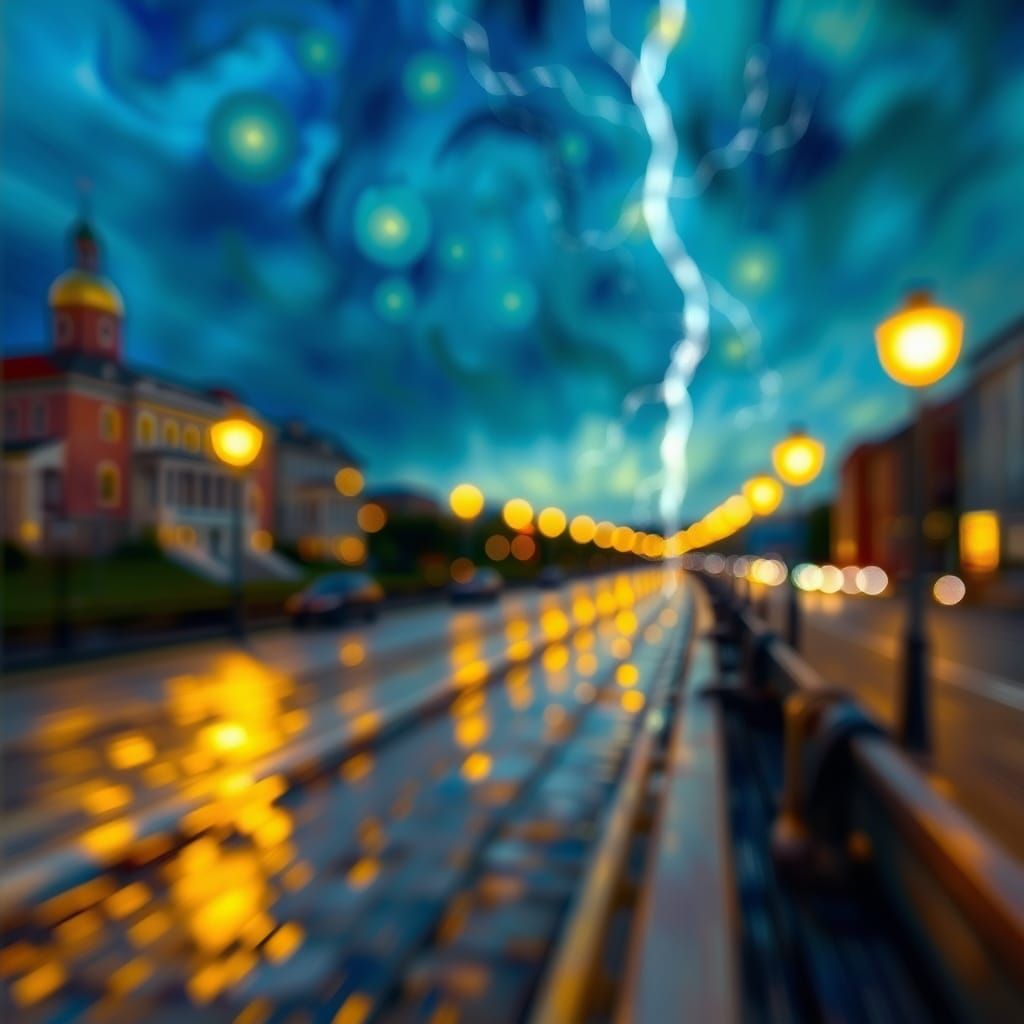 Stormy Night in Vibrant Impressionist Style