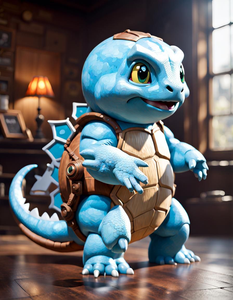 Photorealistic Dragon Squirtle Care Bear Hybrid