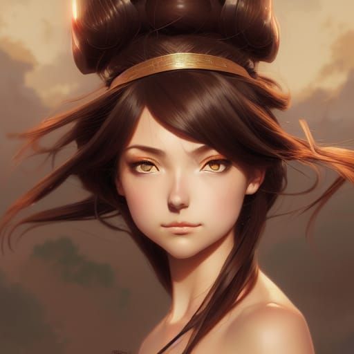 Anime Goddess Portrait in Digital Art Style