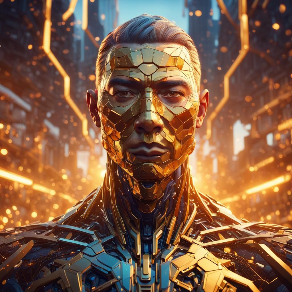 Humans Interconnected in Network: Digital Concept Art