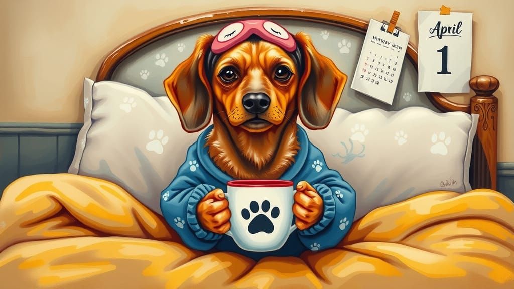 Surreal Whimsy of a Dachshund in Delightful Acrylic Oil Pain...