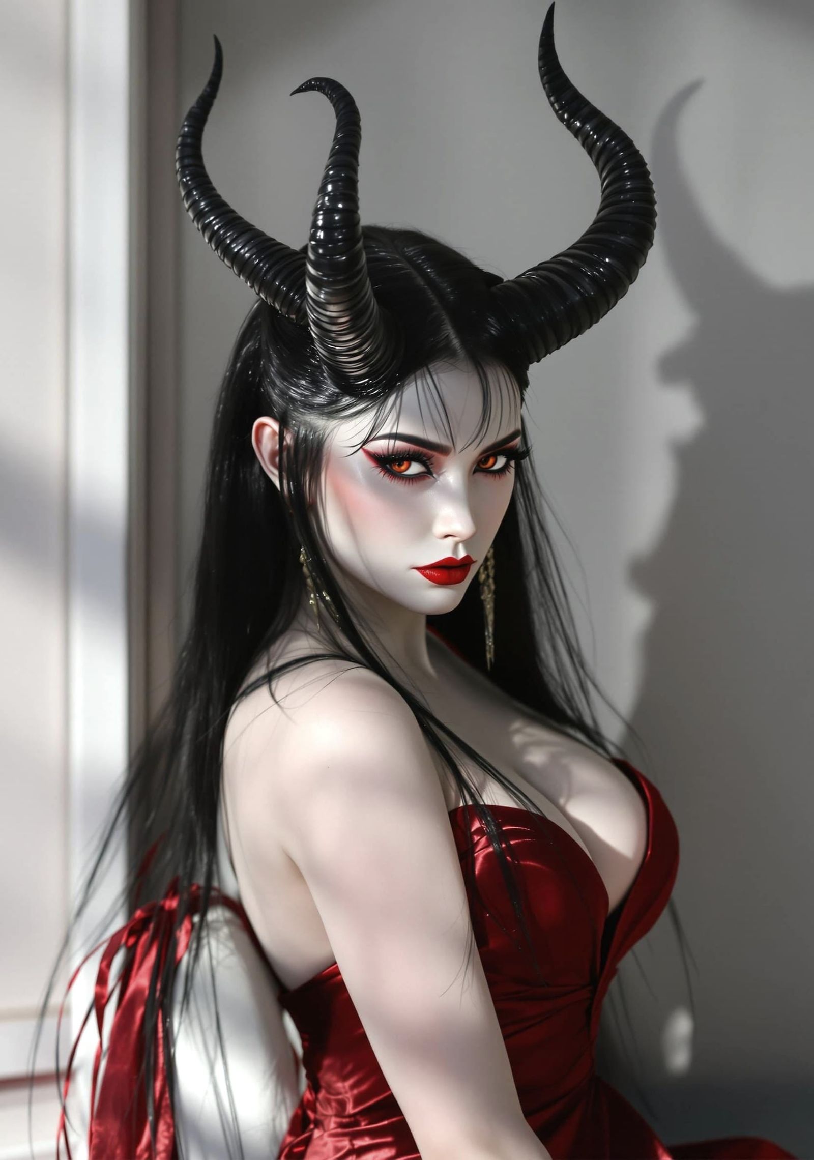 Elegant Demon Lady in Dramatic Cinematic Portrait