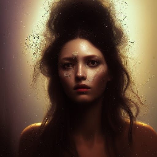 Surreal Electric Girl Portrait in Oil