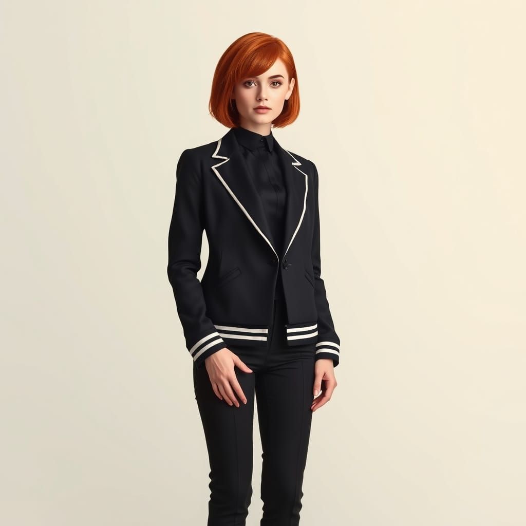 Sleek Woman in Modern, High-Fashion Ensemble