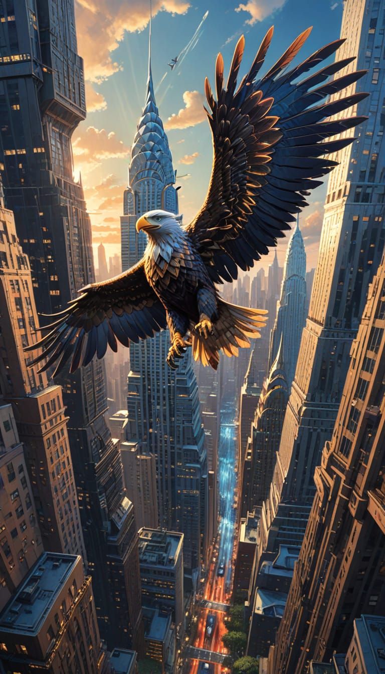Eagle's Head on the Chrysler Building: A Studio Ghibli-Inspi...