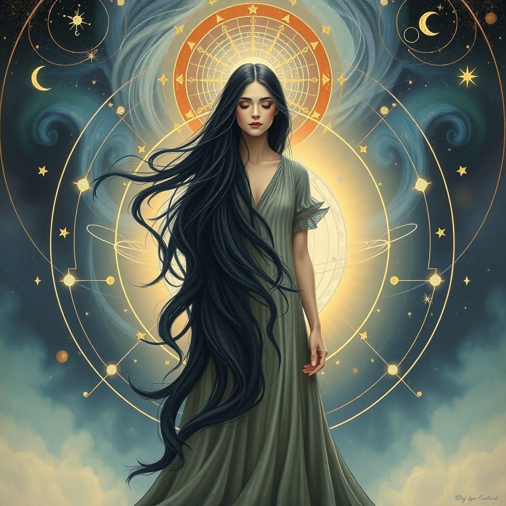 Mystical Woman in Cosmic Equinox Harmony