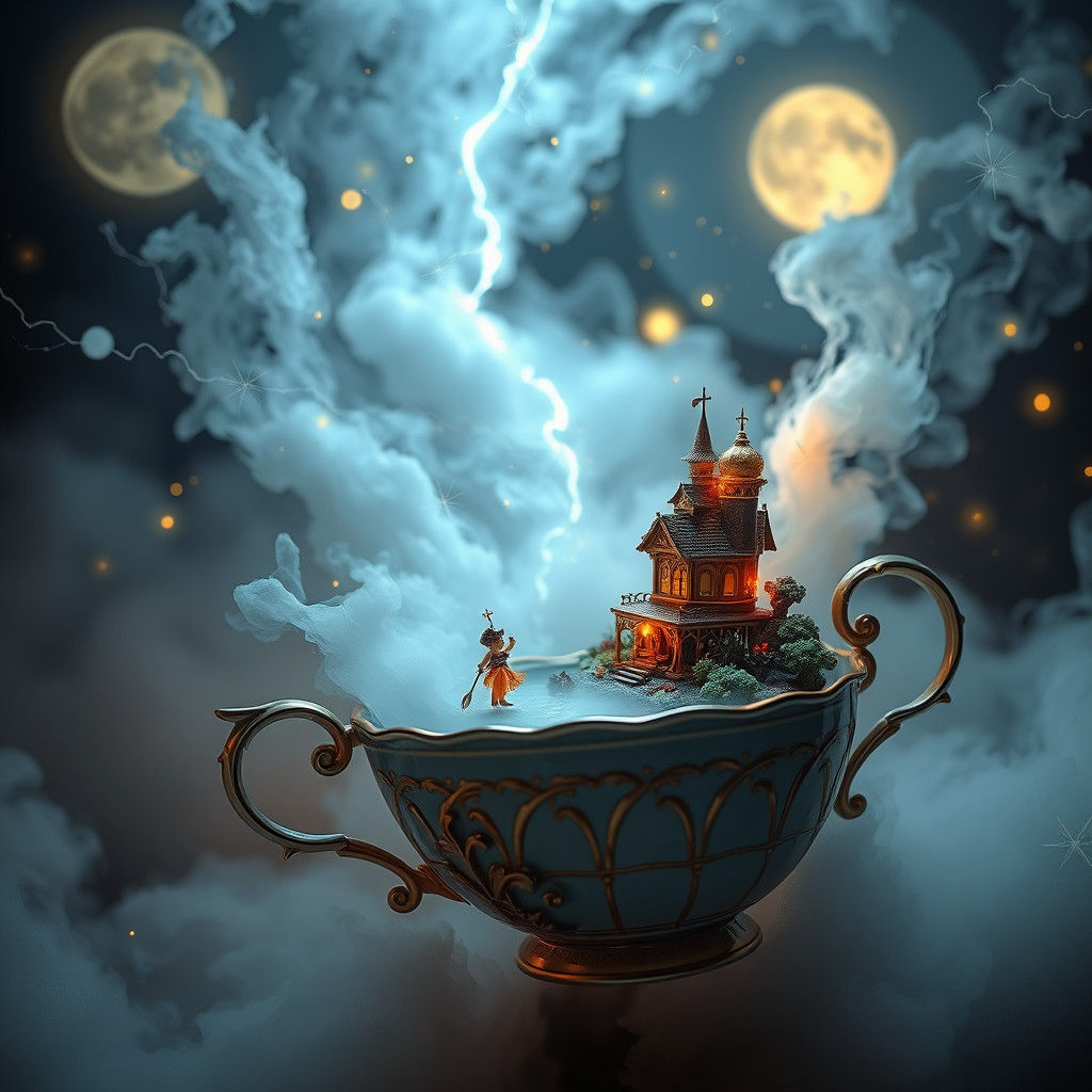 Miniature Fantasy World in Magic Teacup