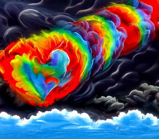 Storm's Heart: Love in a Cloudscape Ocean Swirl