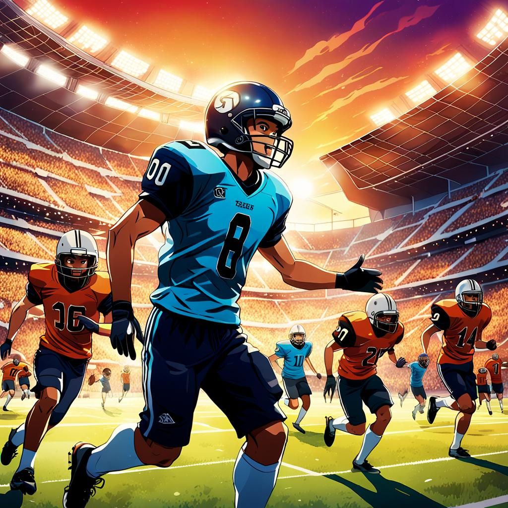 Anime Football Game Illustration in Stadium