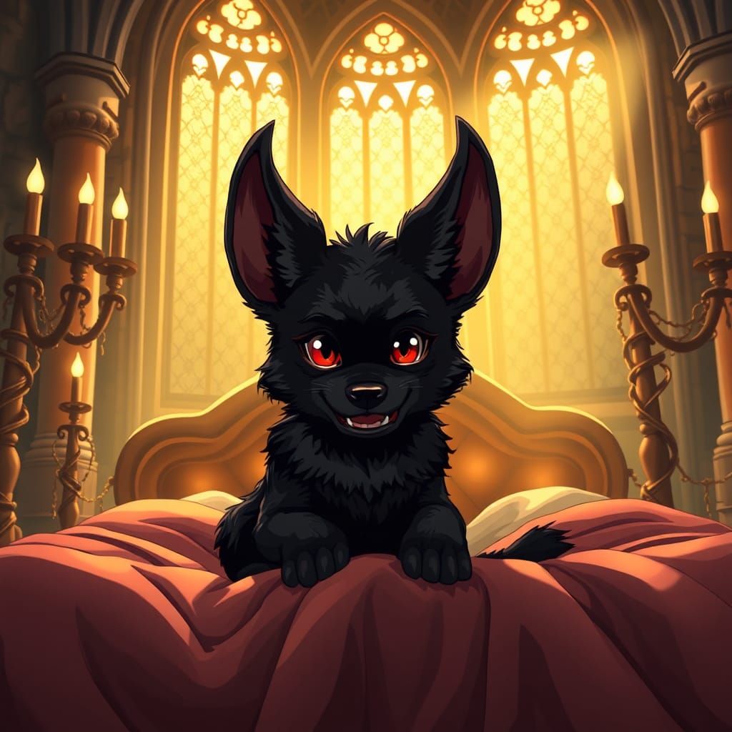 Charming Hellhound Puppy in Anime Style