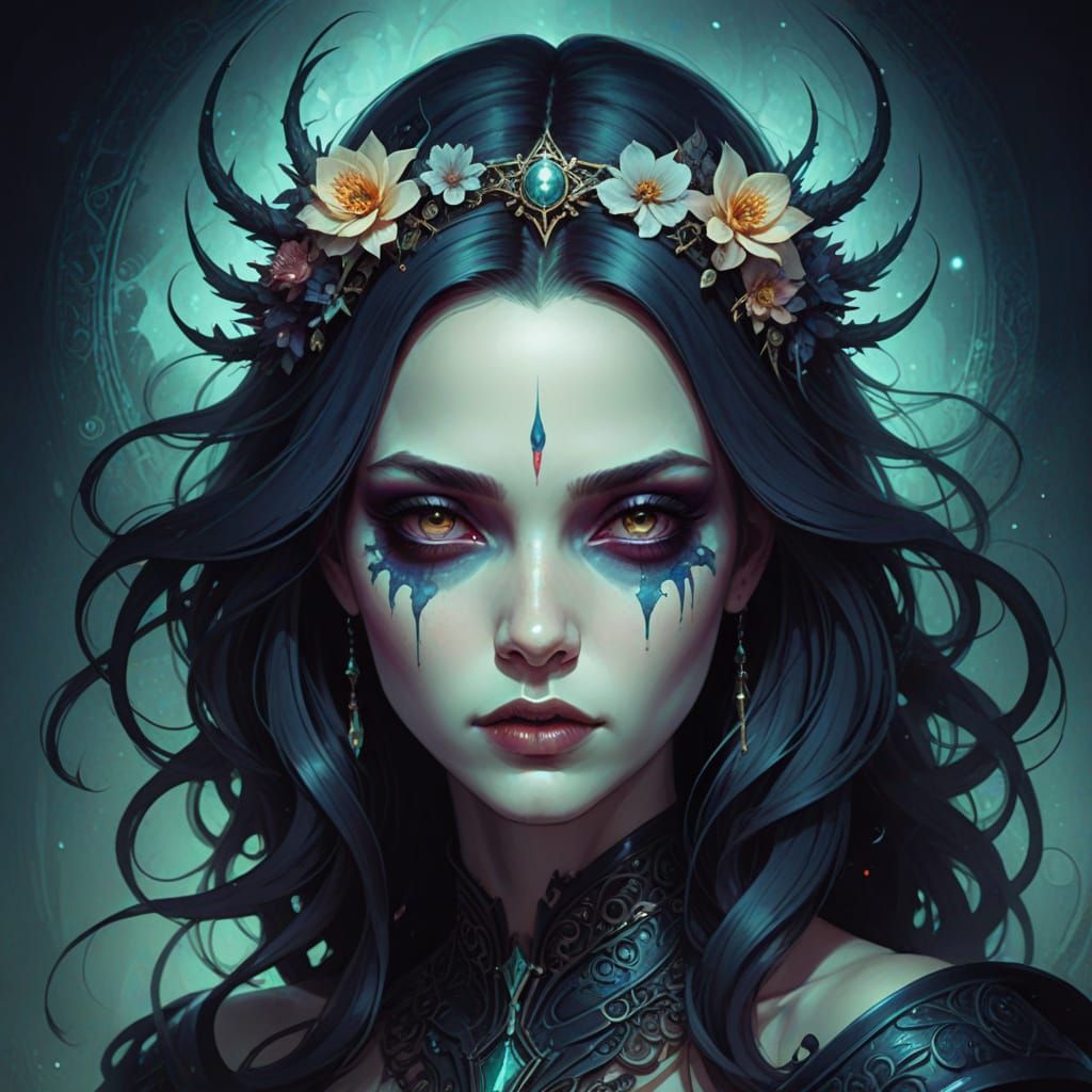 Grimdark Portrait in Dark Fantasy Style