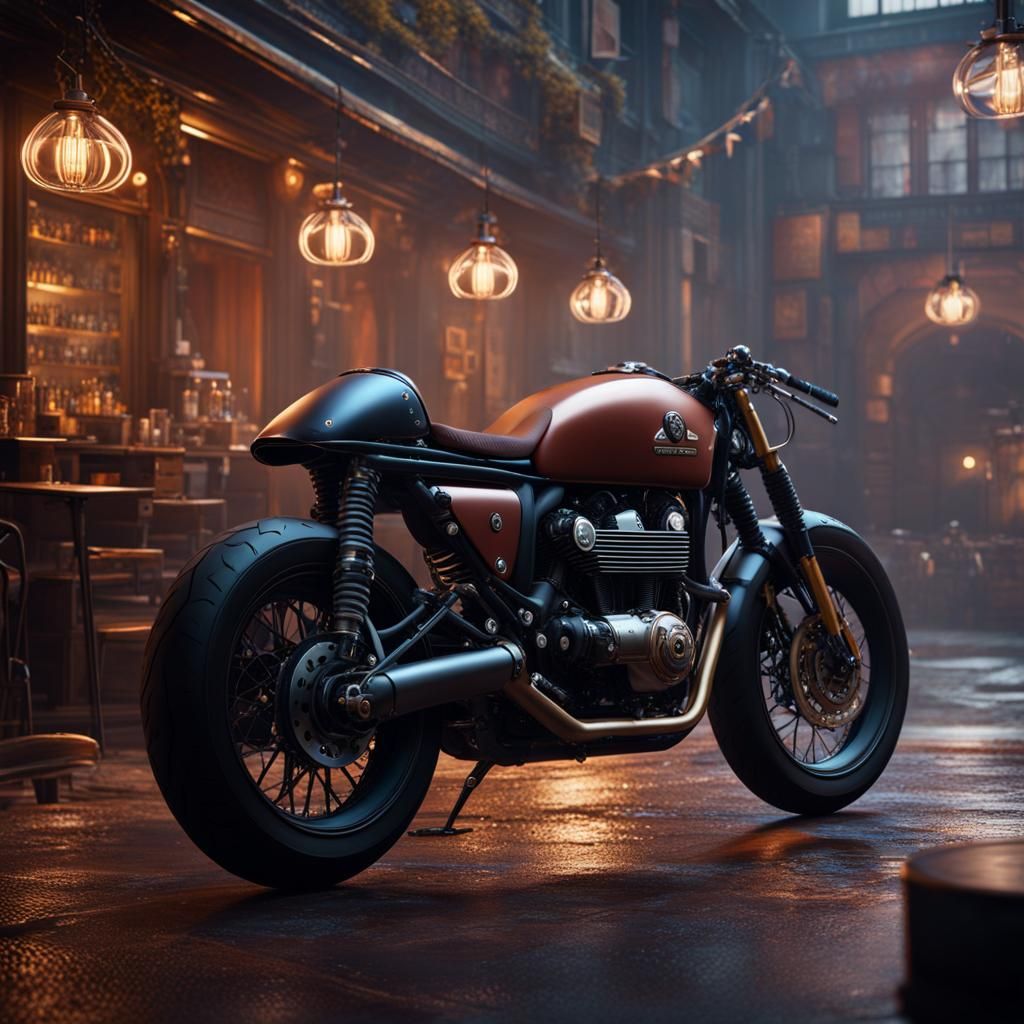 Detailed Cafe Racer Matte Painting