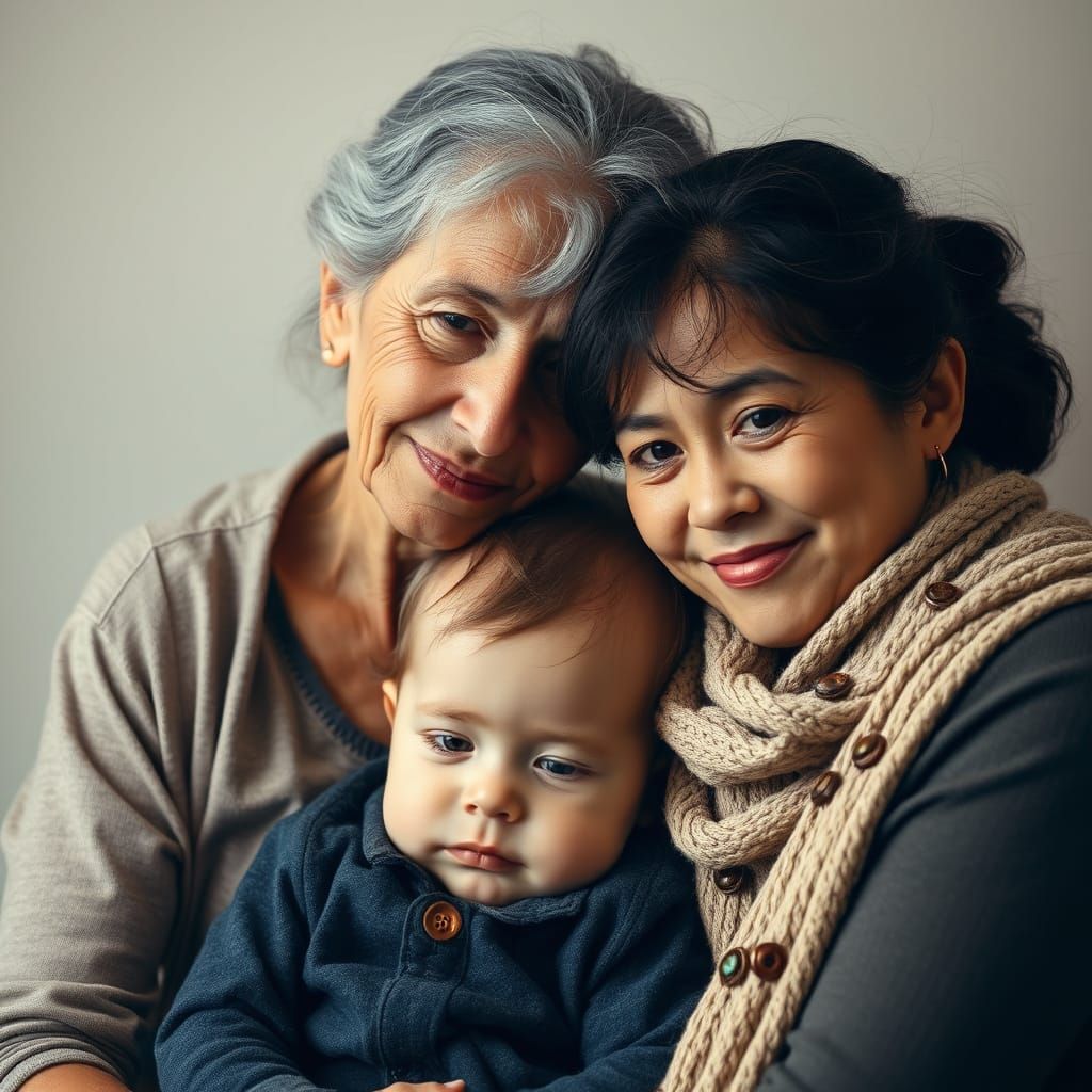 Intimate Family Bond in Muted Tones