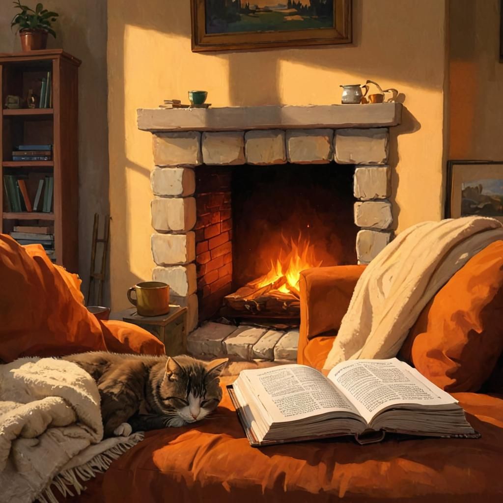 Cozy Living Room with Fireplace in Rockwell Style