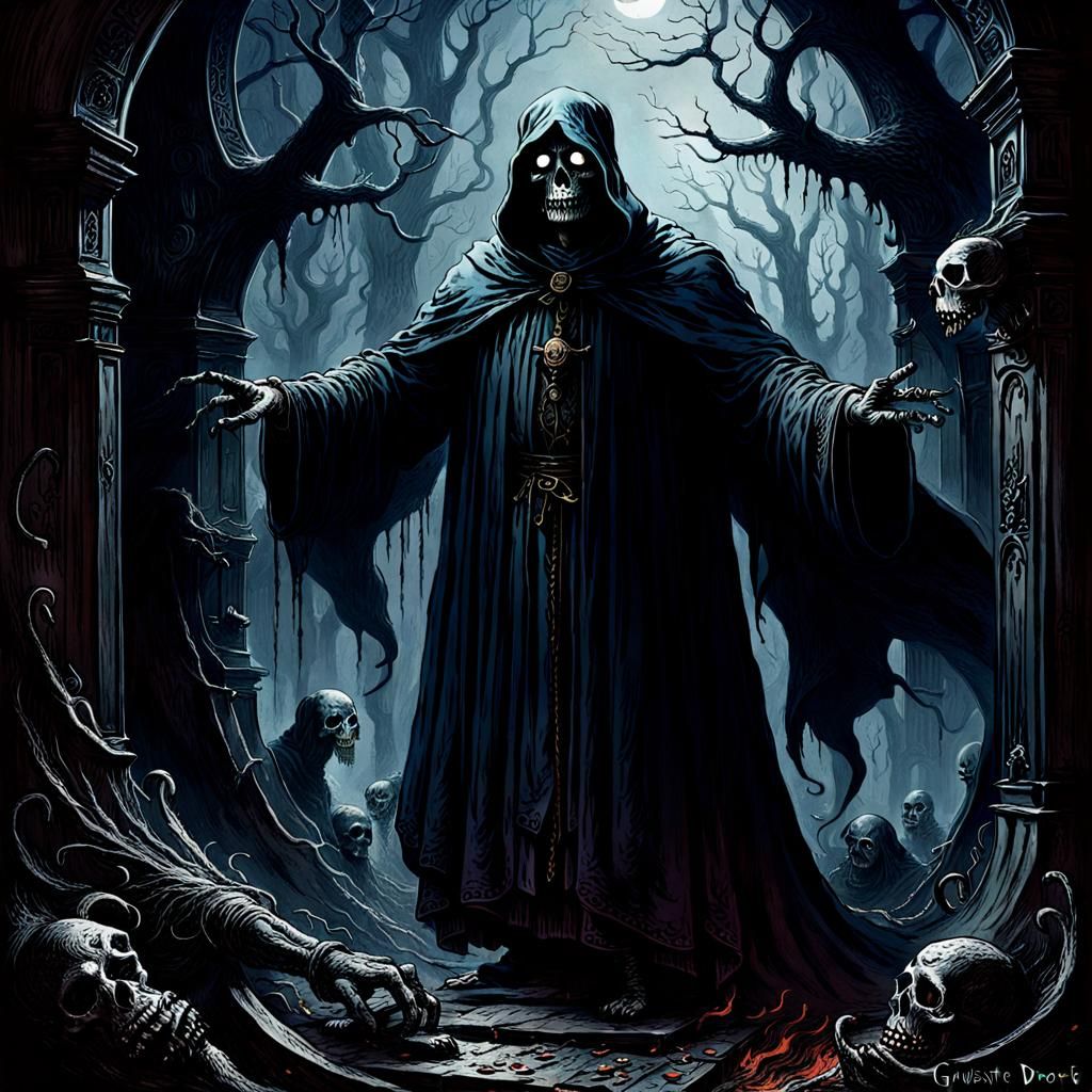 Eerie Summoning: A Dark Fantasy Illustration