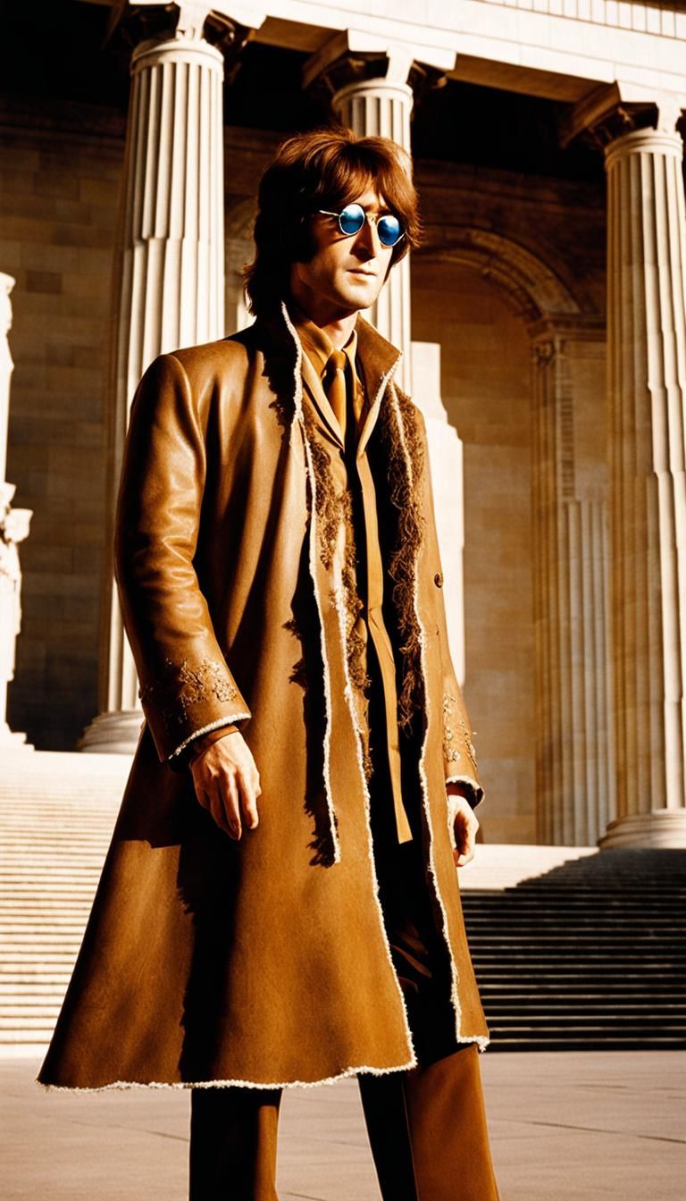 John Lennon standing at the lincoln memorial