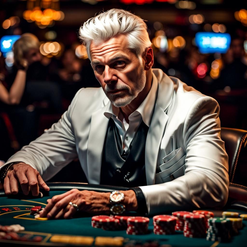 Assertive Blackjack Dealer in Hyperrealistic Style