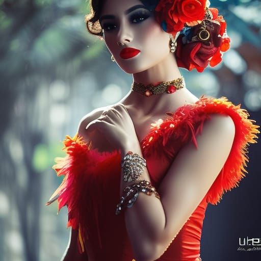 Vivid Tango Dancer Portrait in Digital Art Style