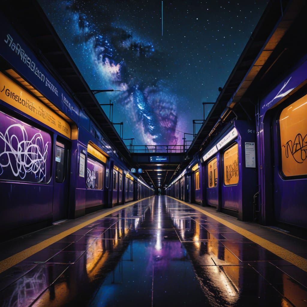 Klimt-Inspired Berlin Metro Night Scene