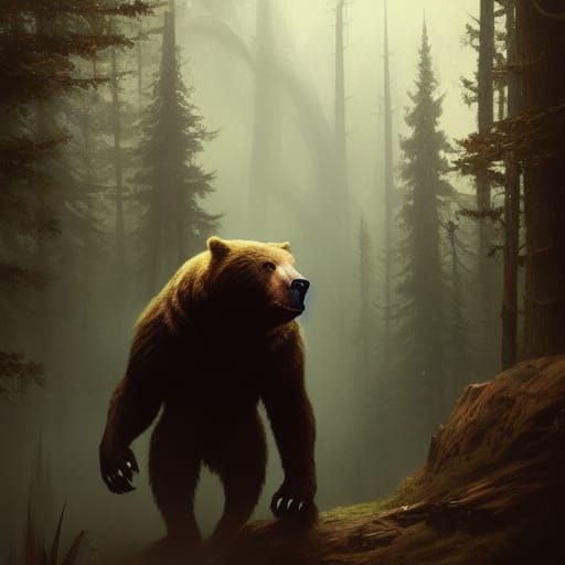 Detailed Werebear in Dark Fantasy Concept Art