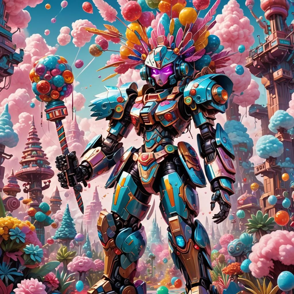 Mecha Girl in Candyland, Manga-Style Anime Aesthetic