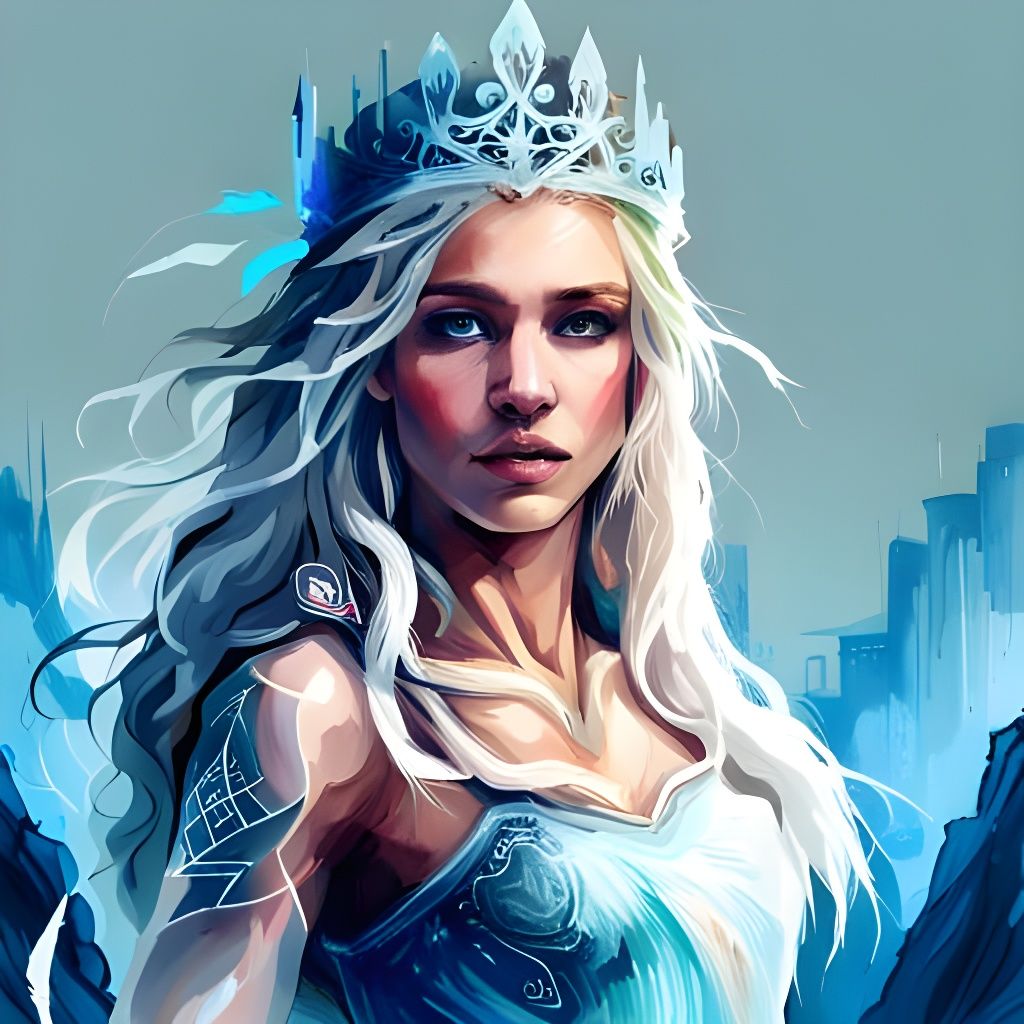 Icy Princess in an Ice Castle, Digital Art
