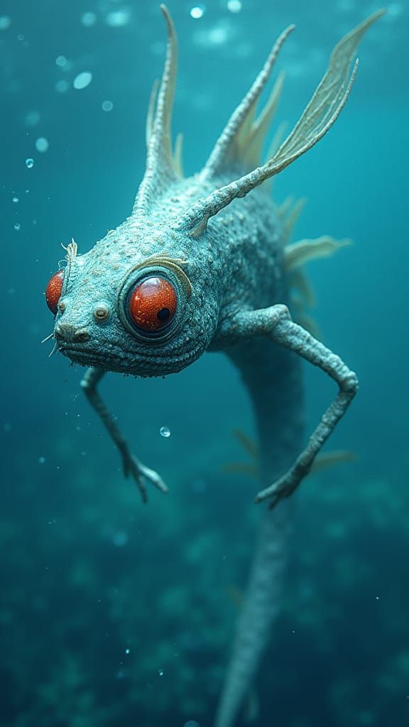Surreal Martian Swimmers in Iridescent Scales and Delicate A...