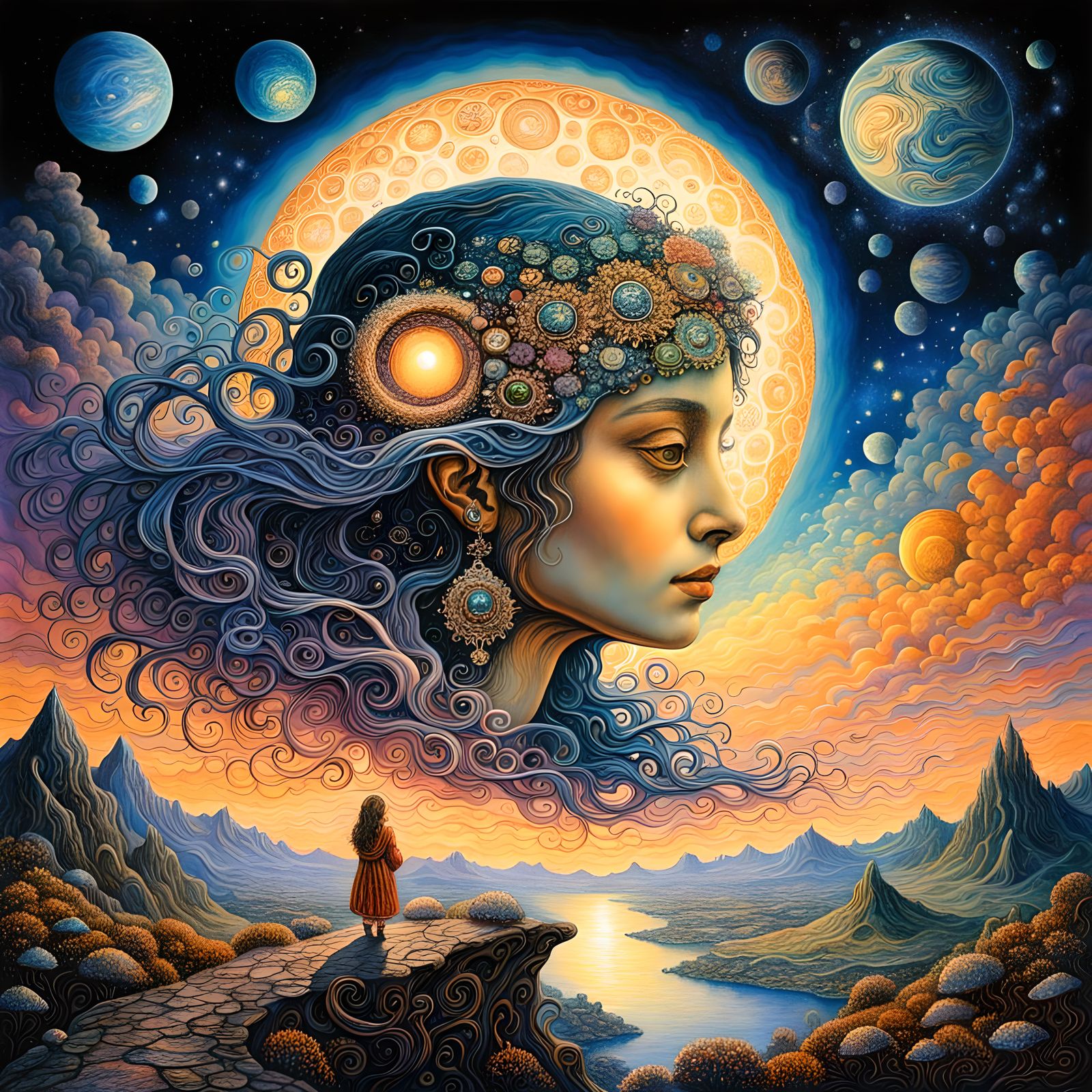 Galactic Moonscape in Gothic Romantic Style