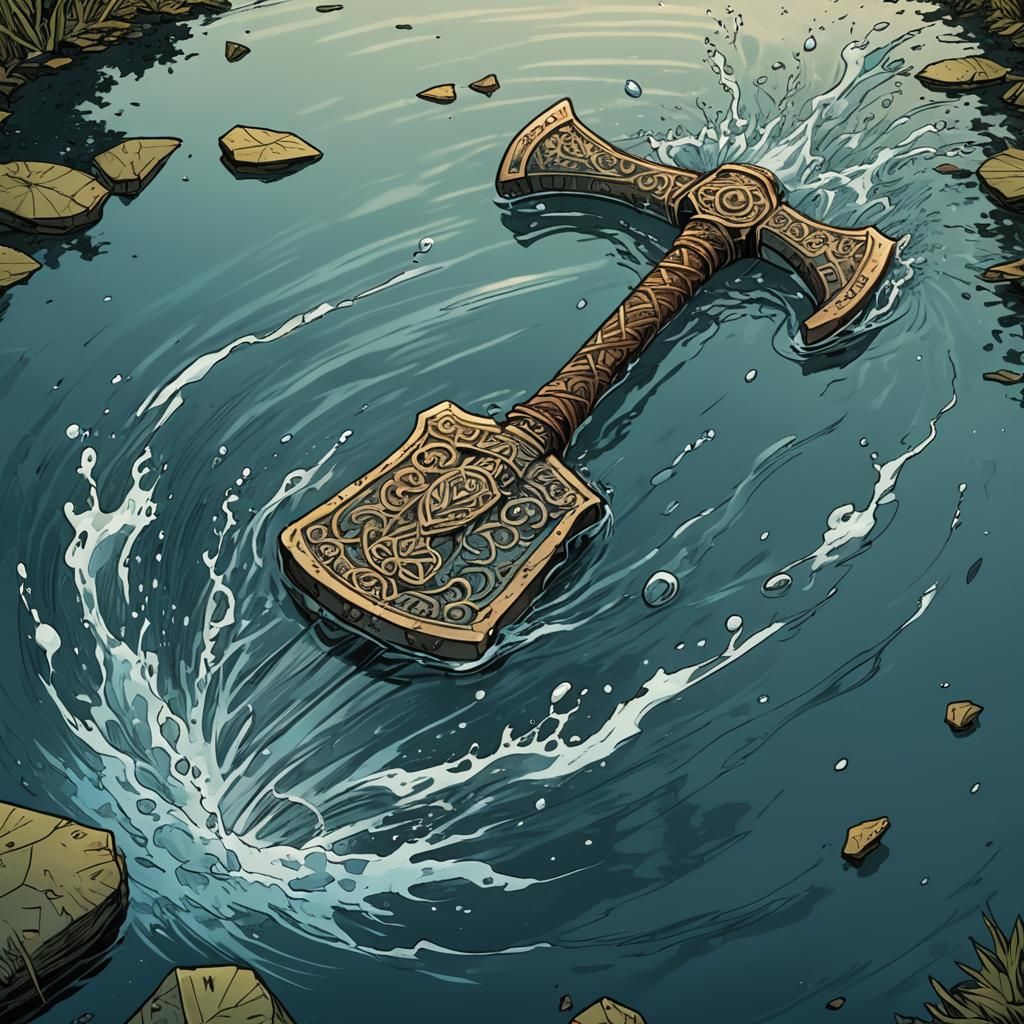 Iron Age Axe Head in Comic Book Style