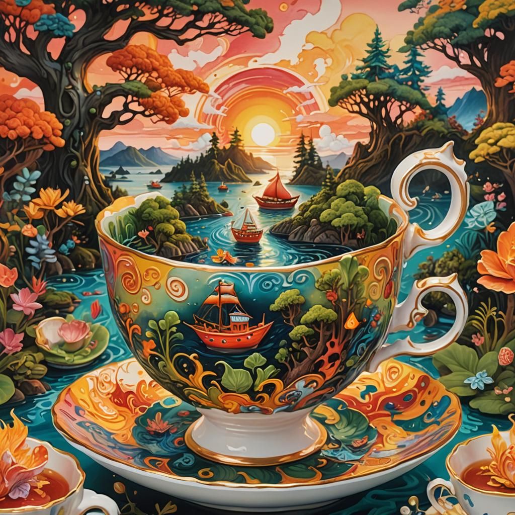 Teacup World: A Whimsical Fantasy Scene