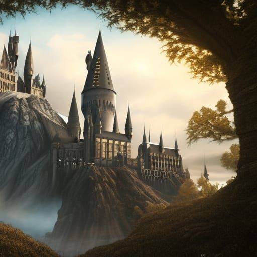 Detailed Matte Painting of Hogwarts Castle