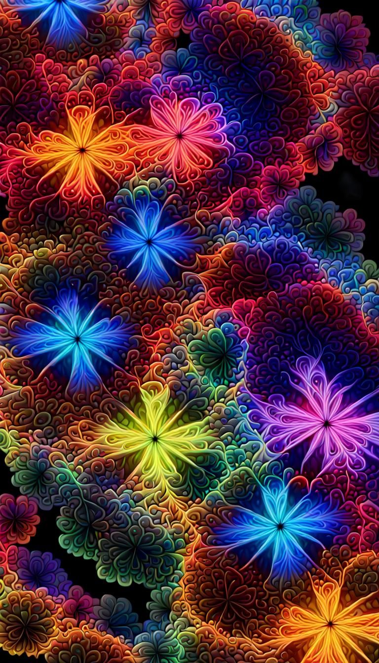 Vibrant 3D Fractal Art with Volumetric Lighting