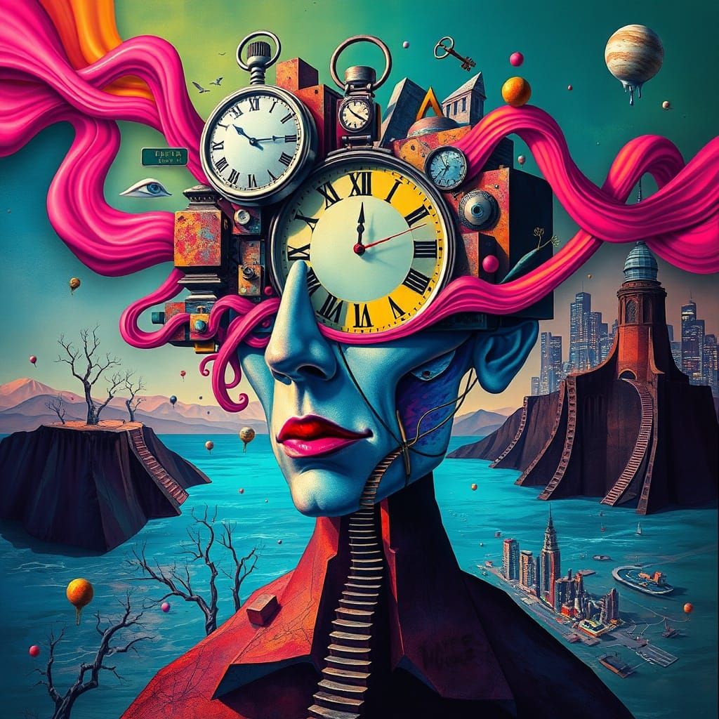 Surreal Abstract Portrait in Neon Colors