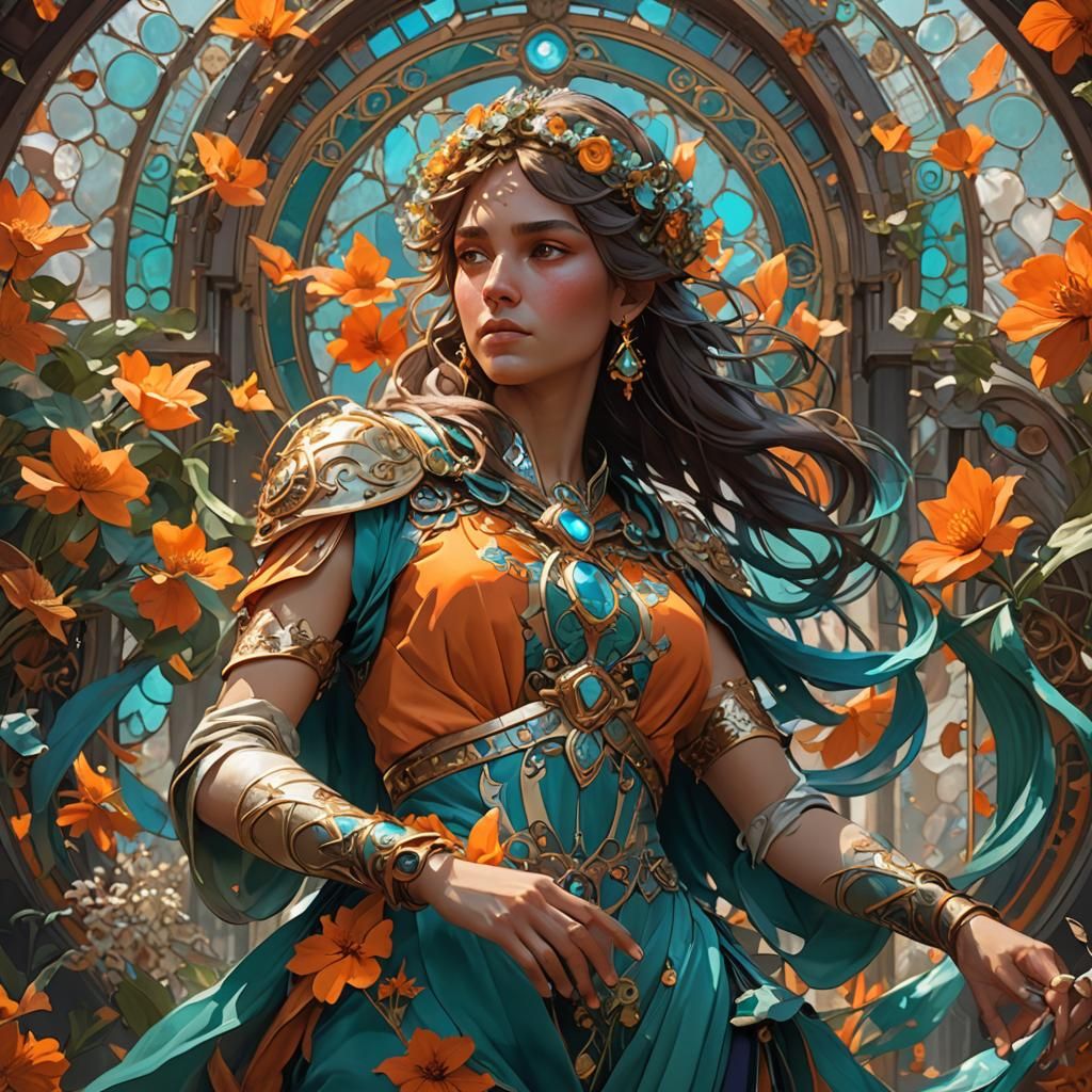 Dynamic Primavera Concept Art in Art Nouveau Style