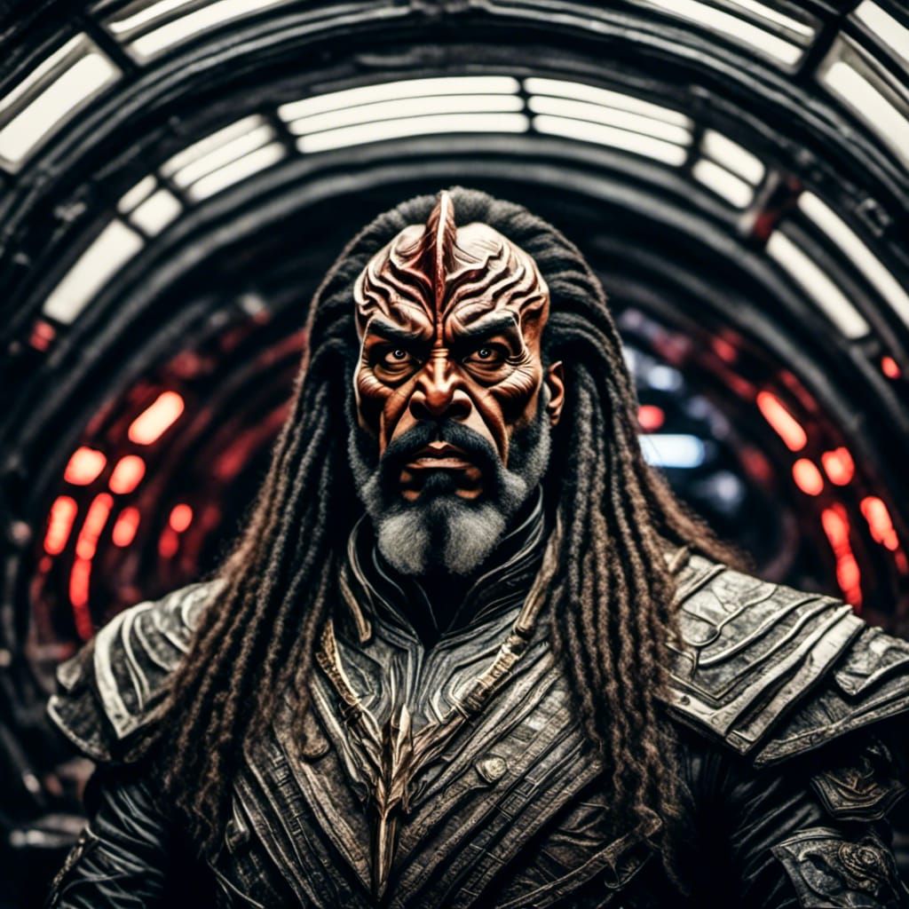 Klingon Warrior Portrait in Watercolor Style