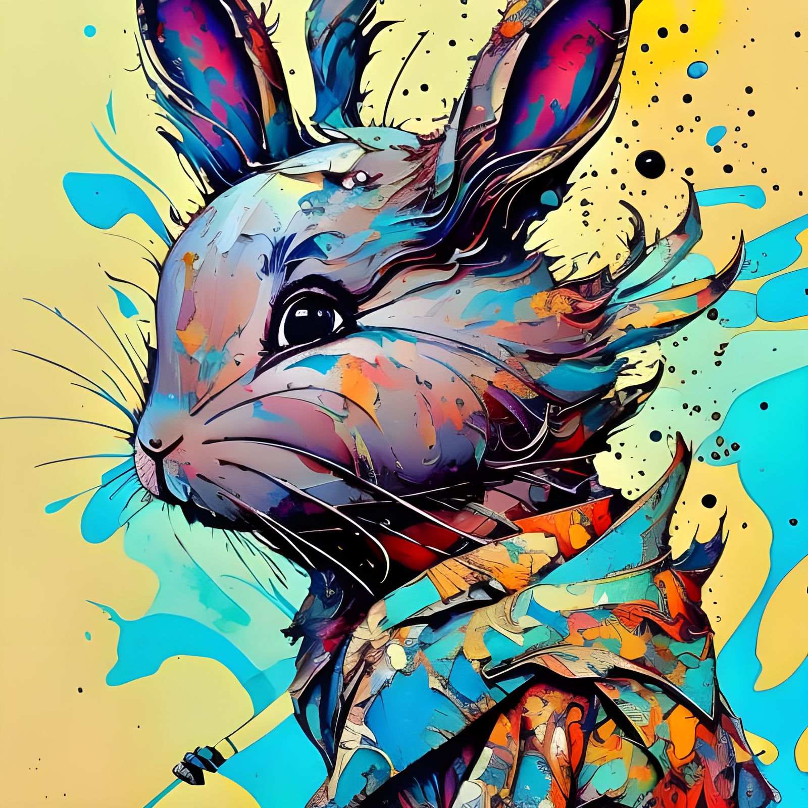 Cute Bunny in Borderlands Style with Oil Accents