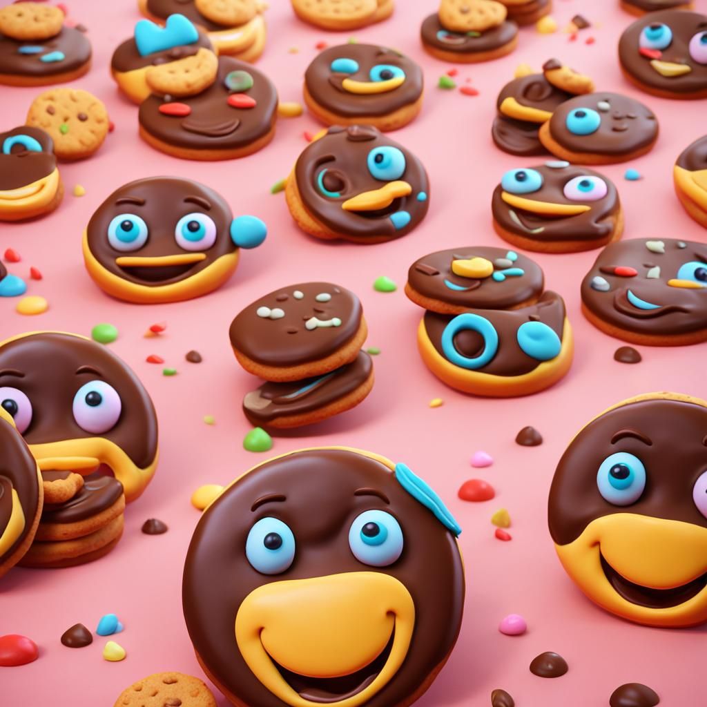 Chocolate Biscuits Swimming in Milk: Pixar Style