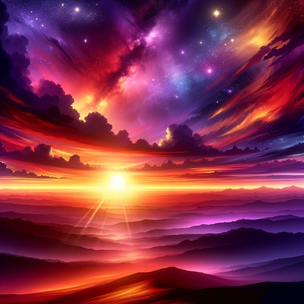 Enchanting Sunset Landscape with Vibrant Colors