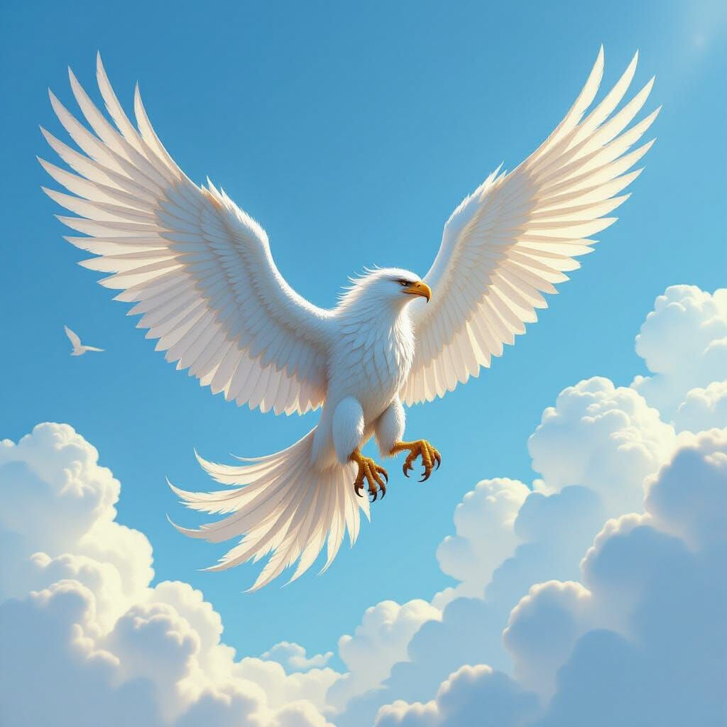 Majestic Griffin Soaring in a Vibrant Sky