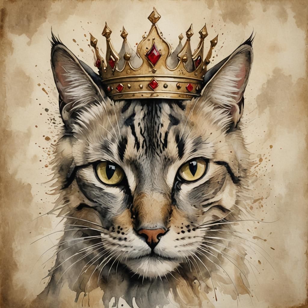Crowned Cat Beauty in Wet Wash Style