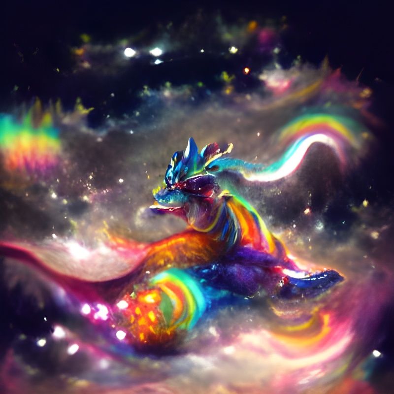 Cosmic Rainbow Dragon in Fantasy Art Style