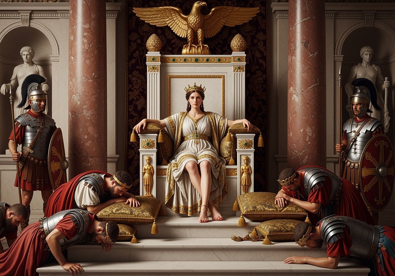 Empress Messalina on Emerald Throne, Baroque Style