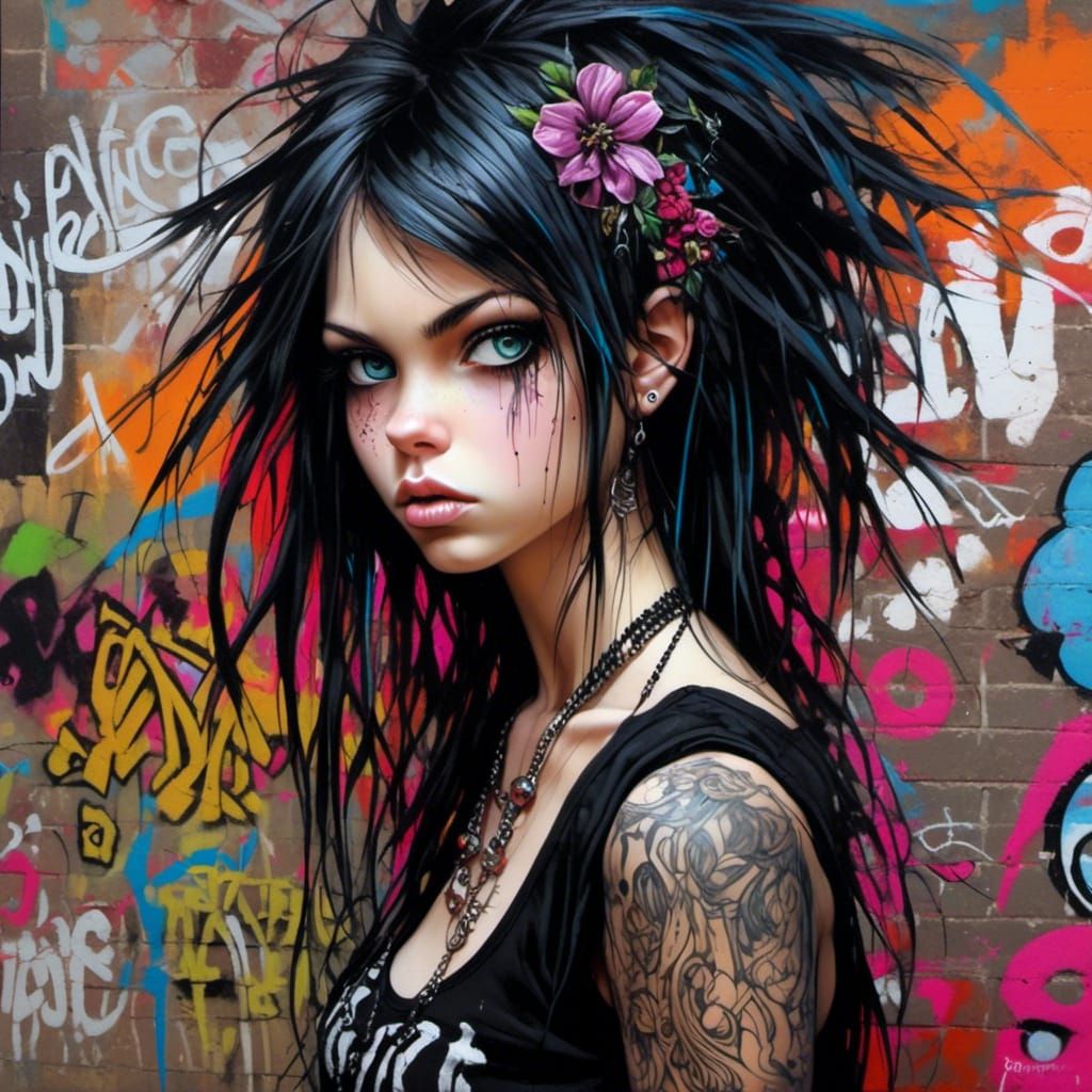 Punk Graffiti Artist Street Art Masterpiece